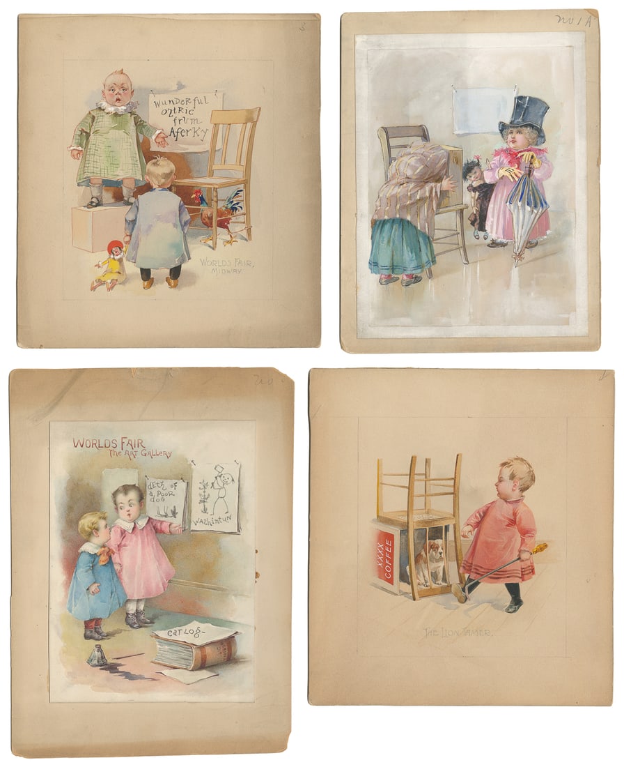 [ILLUSTRATION ART]. Four World’s Fair original cartoons. Ci... (1 of 3)