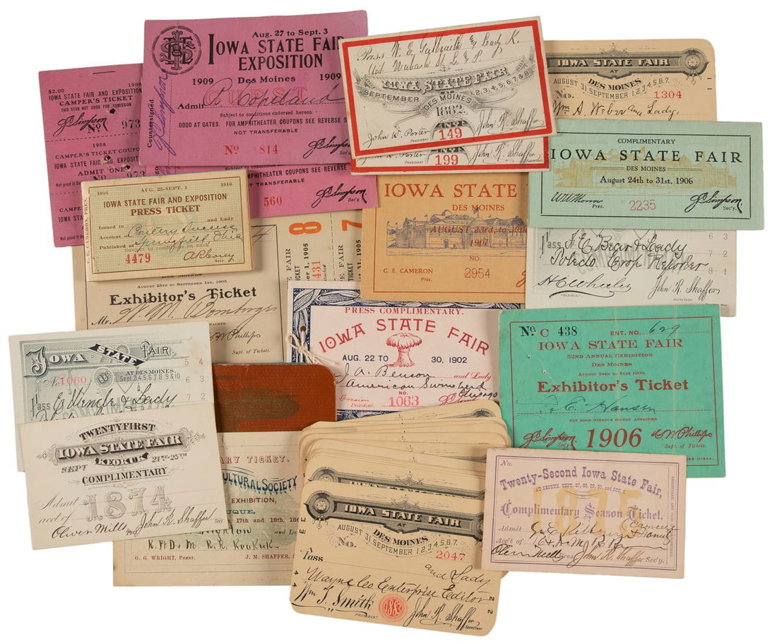 [IOWA STATE FAIR]. Group of over 30 tickets and passes. Cir... (1 of 1)