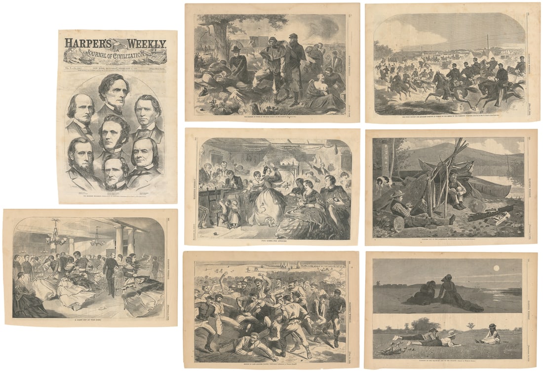 Collection of 15 Harper’s Weekly Winslow Homer Prints. 1859... (1 of 9)