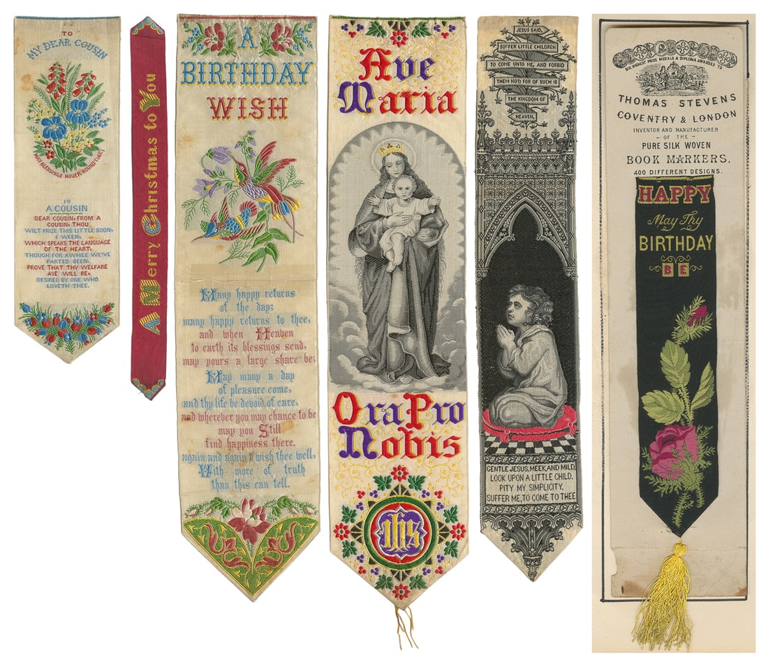 Group of Religious and Celebratory Silk Woven Bookmarks (6)... (1 of 3)
