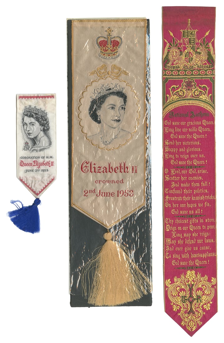 Pair of Silk Woven Bookmarks Commemorating the Coronation o... (1 of 1)