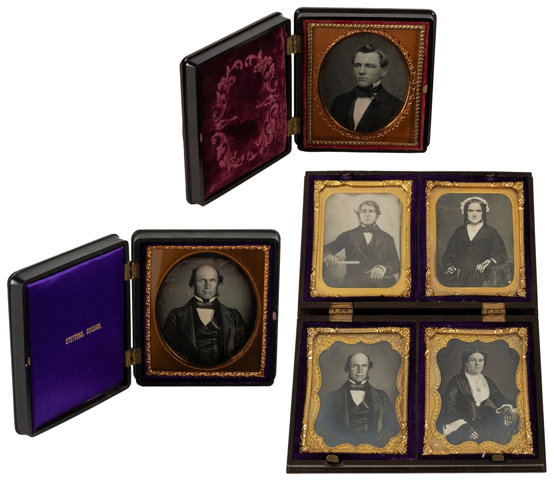 [EARLY PHOTOGRAPHY]. Group of 3 cased images. 19th century.... (1 of 5)