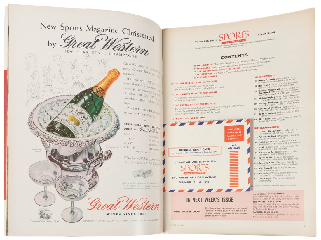 First issue of Sports Illustrated with Topps Baseball Card ... (1 of 2)