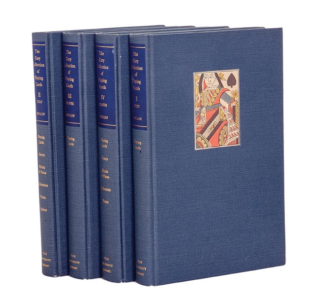 Keller, William. A Catalogue of the Cary Collection: Keller, William. A Catalogue of the Cary Collection of Playing Cards in the Yale University Library. New Haven: Yale University Library, 1981. Four volumes in blue cloth with spine labels and colored 