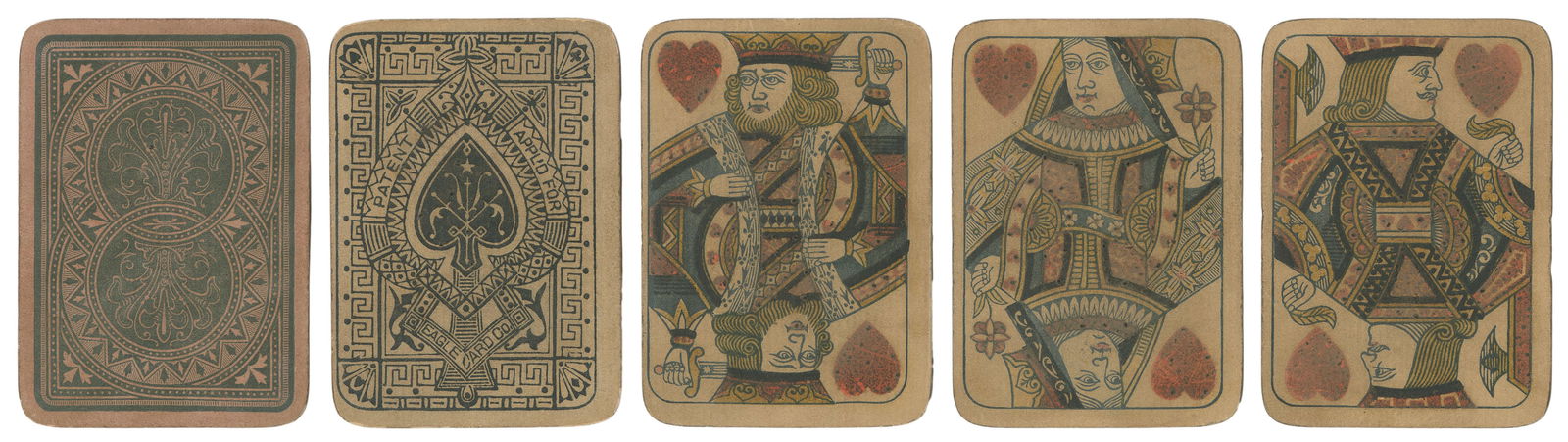 Eagle Card Co. Casino or Pedro Playing Cards. Middletown, O...: Eagle Card Co. Casino or Pedro Playing Cards. Middletown, OH, ca. 1870. 52. Standard deck that could be used in the game of casino, with certain cards over-printed “Little Casino”, “
