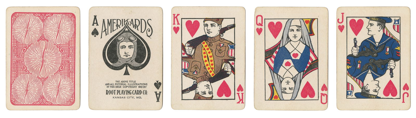 [WORLD WAR I]. Root Playing Card Co. Amerikards. Kansas Cit... (1 of 2)