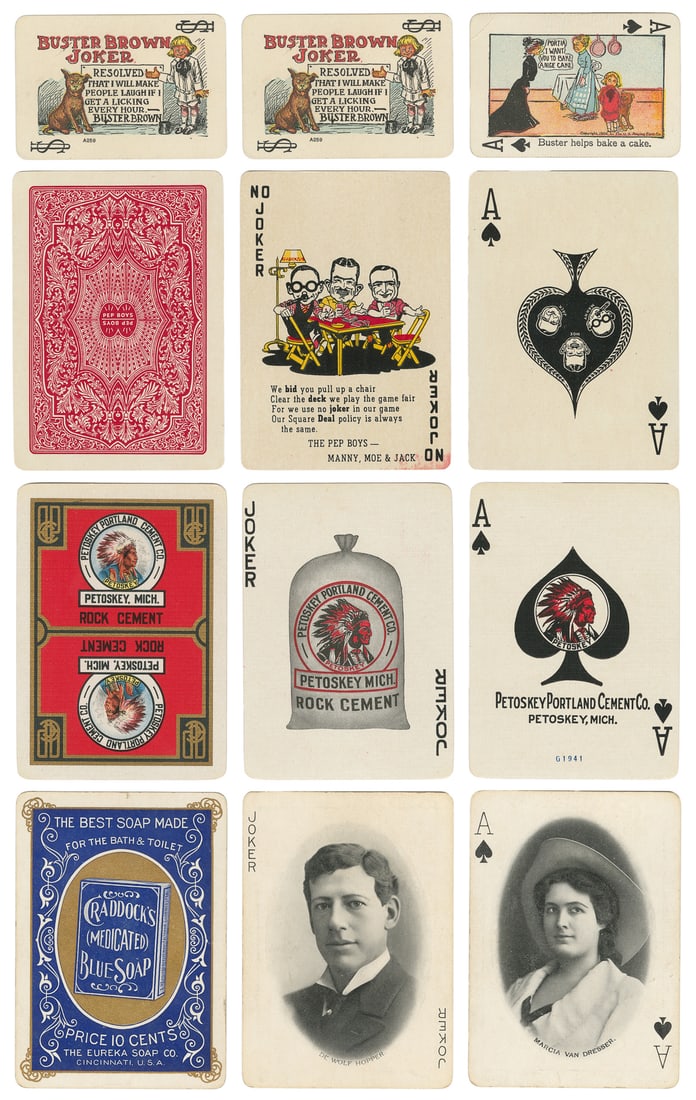Group of 4 advertising playing card decks. Circa 1890s-1920... (1 of 2)