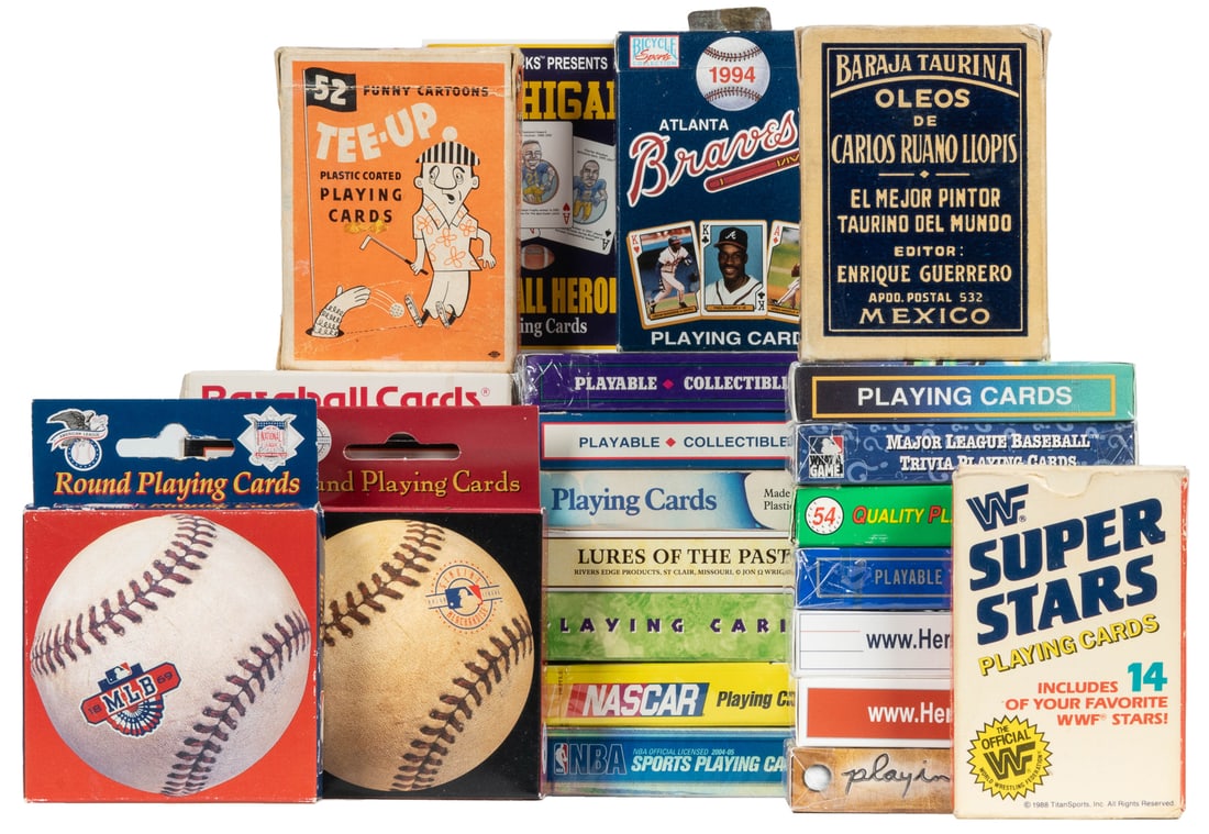 Over 50 decks of sports-themed playing cards. A carton of p... (1 of 1)