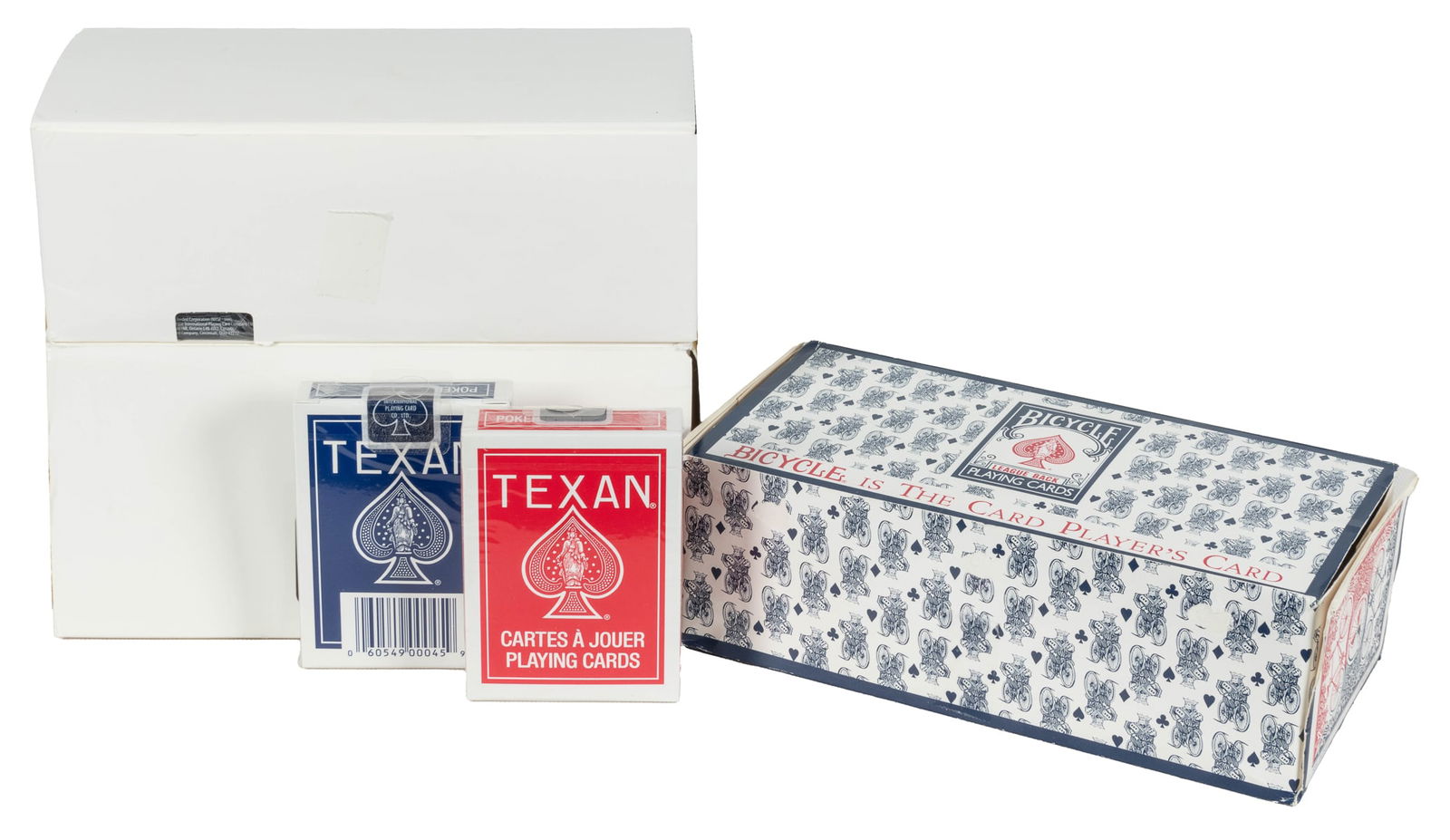 Three Bricks of Bicycle and IPCC Playing Cards. Circa 2000s...: Three Bricks of Bicycle and IPCC Playing Cards. Circa 2000s. Includes: Bicycle Cartes a Jouer, International Playing Card Co. Texan ‘45 Playing Cards, and Bicycle League Back.