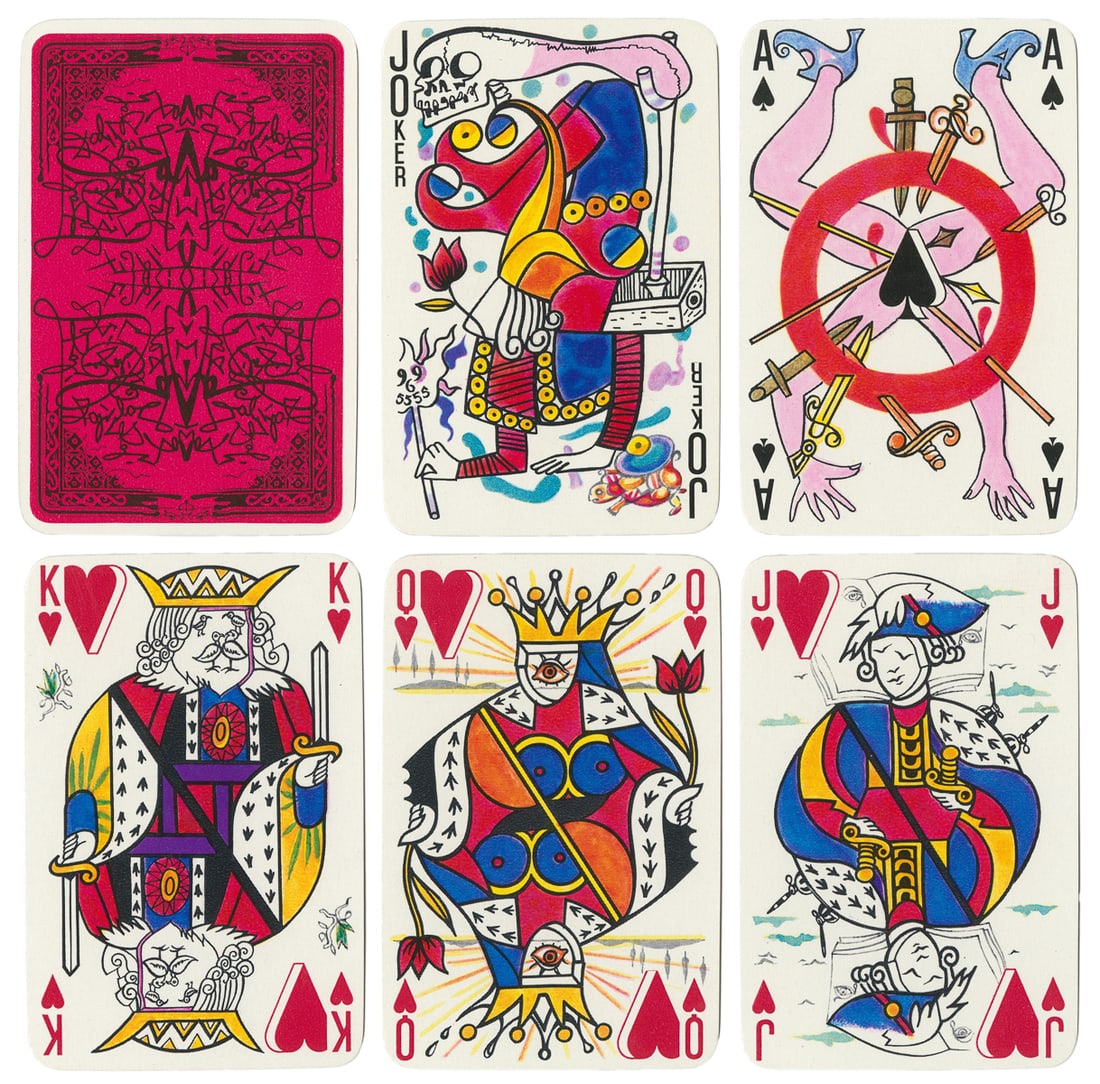 DALI, Salvador (after). Playing Cards for Puiforcat. Paris:...: DALI, Salvador (after). Playing Cards for Puiforcat. Paris: Draeger, ca. 1960s. Double-deck set, red and black backs, with designs by Dali. All edges gilt. One deck sealed. In gilt-lettered