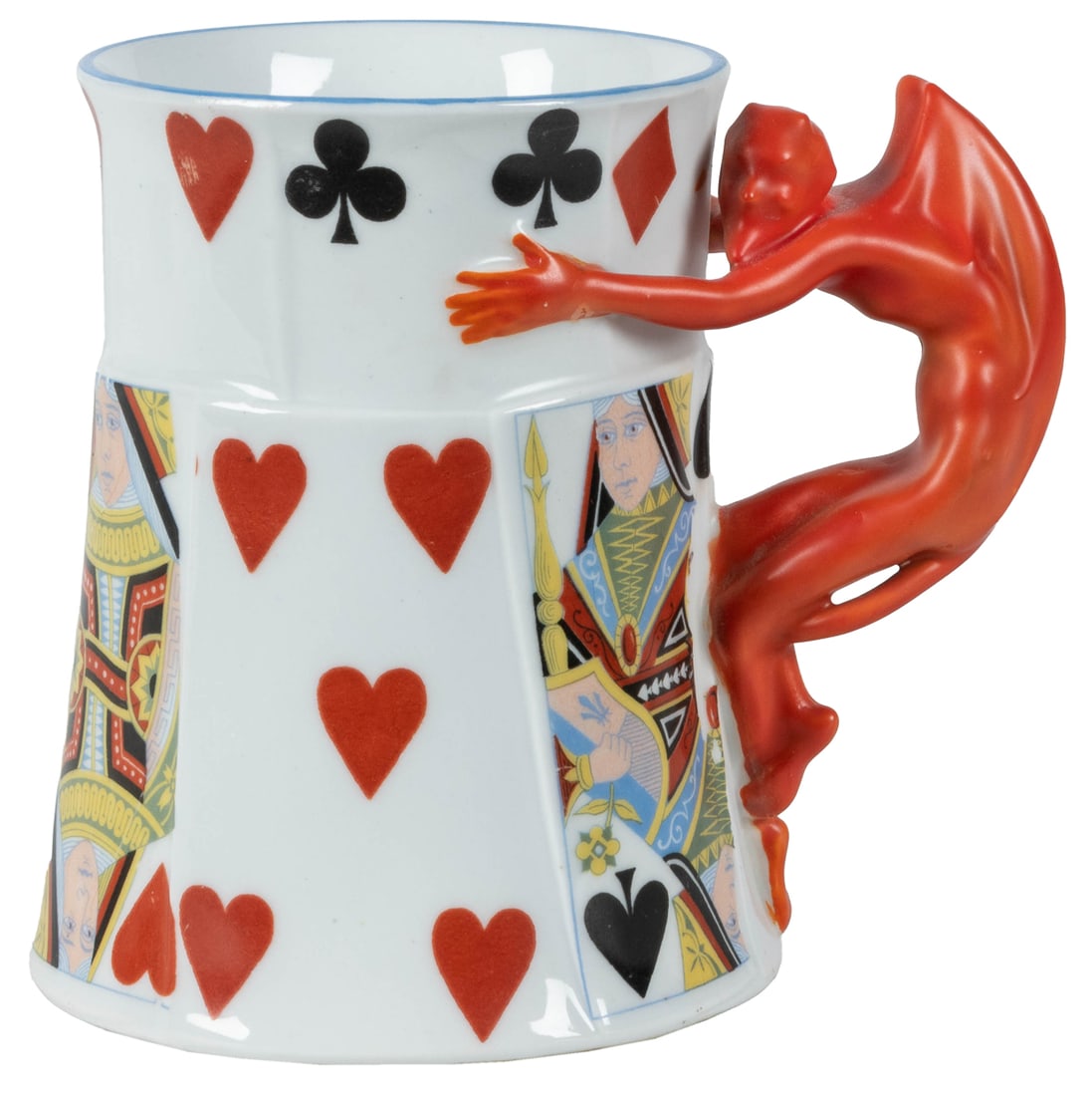 Royal Bayreuth Devil & Cards Mug. Blue mark; blue rim. This... (1 of 3)