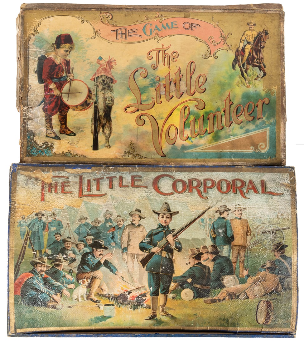 Pair of boys’ war games. Including: The Game of the Little ...: Pair of boys’ war games. Including: The Game of the Little Volunteer (McLoughlin Bros., 1898) and The Little Corporal (Chaffee & Selchow Man. Co. ,1899), with charming lithographed covers a