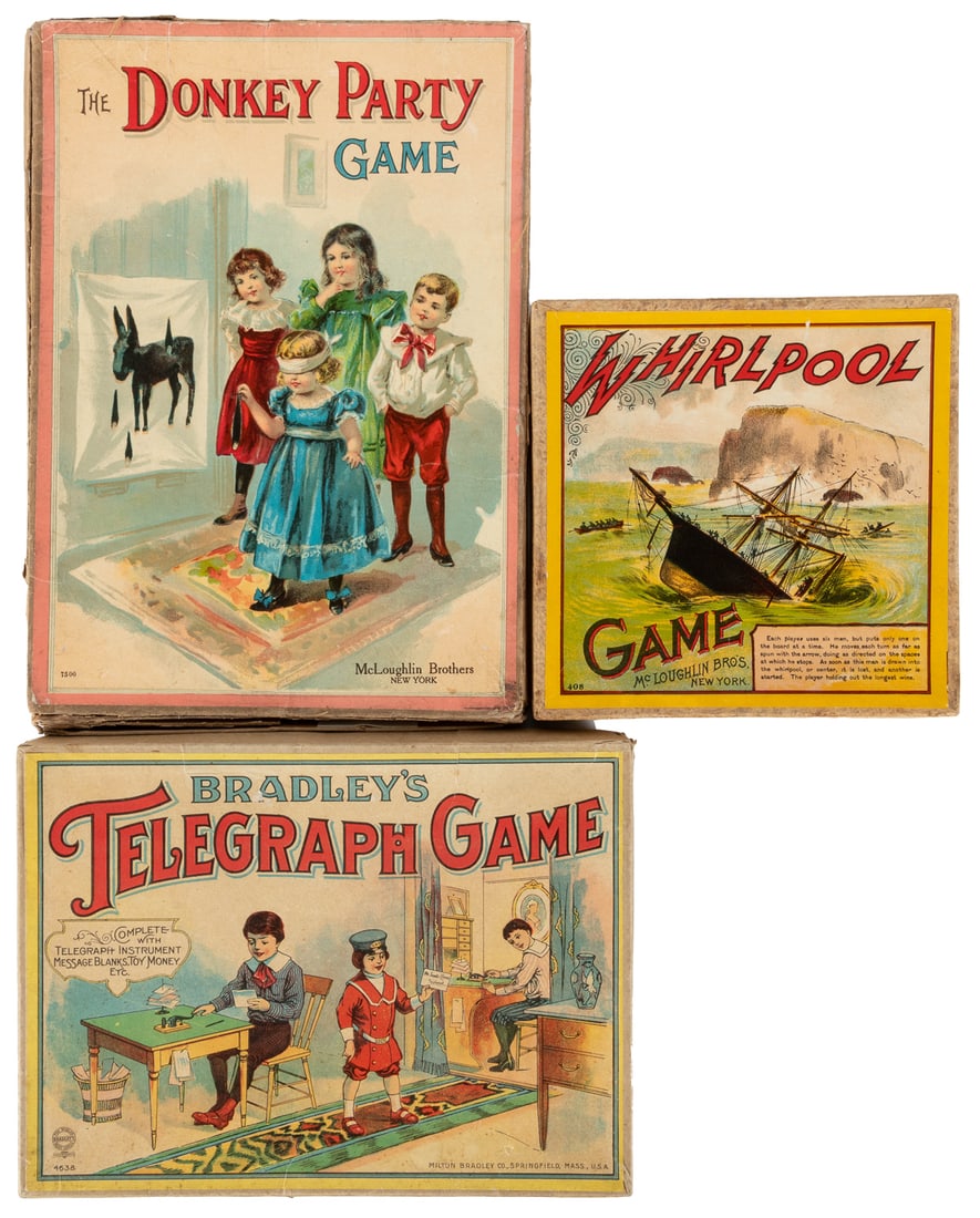 Group of 3 antique games. Including: The Donkey Party Game ... (1 of 2)