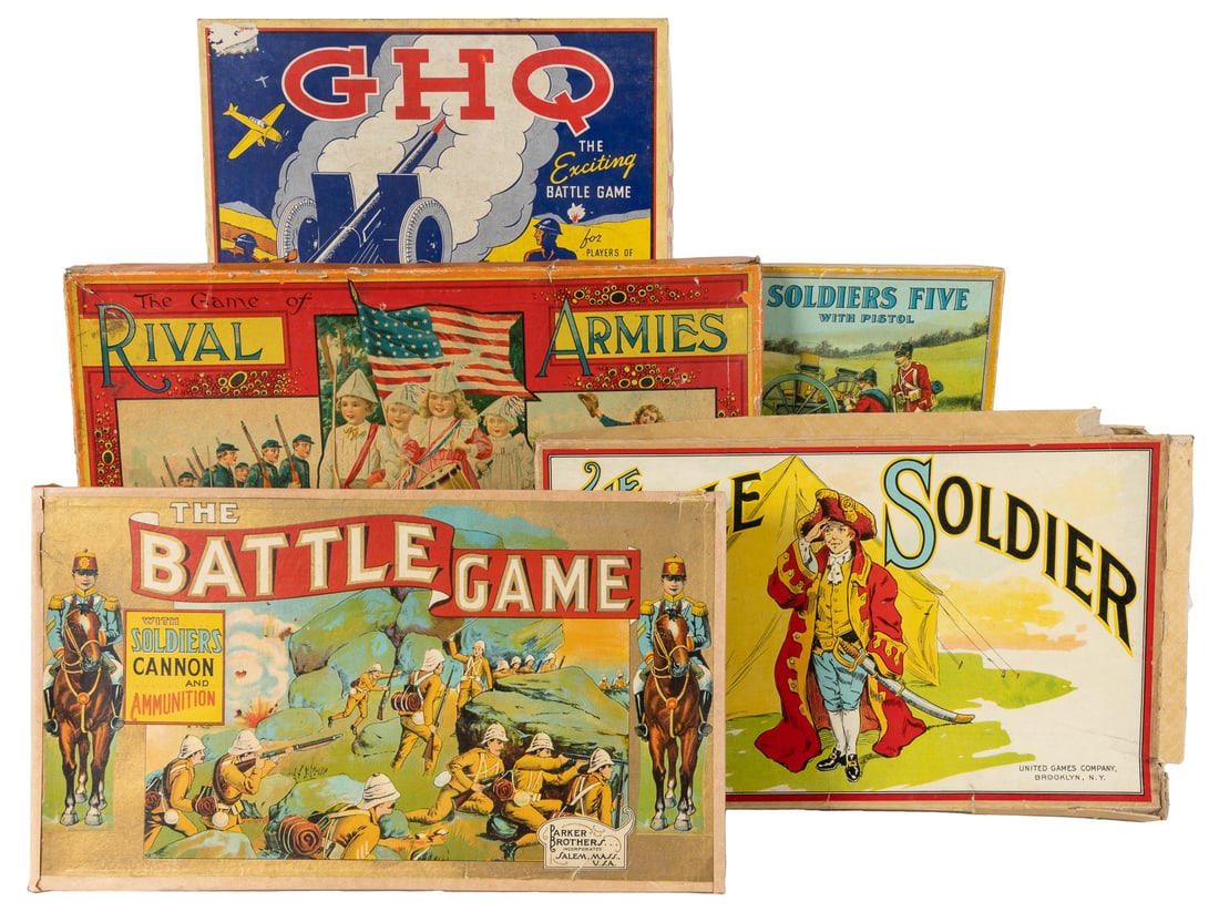 Group of 9 antique and vintage military games. Including: S... (1 of 2)