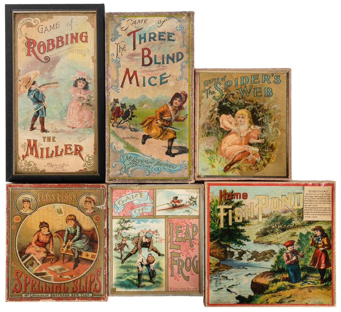 Group of 5 McLoughlin Bros. games, and one lid. Including: ... (1 of 1)