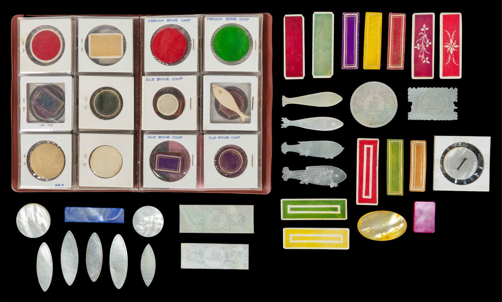 Collection of Bone and Chinese Mother of Pearl Gaming Chips... (1 of 1)