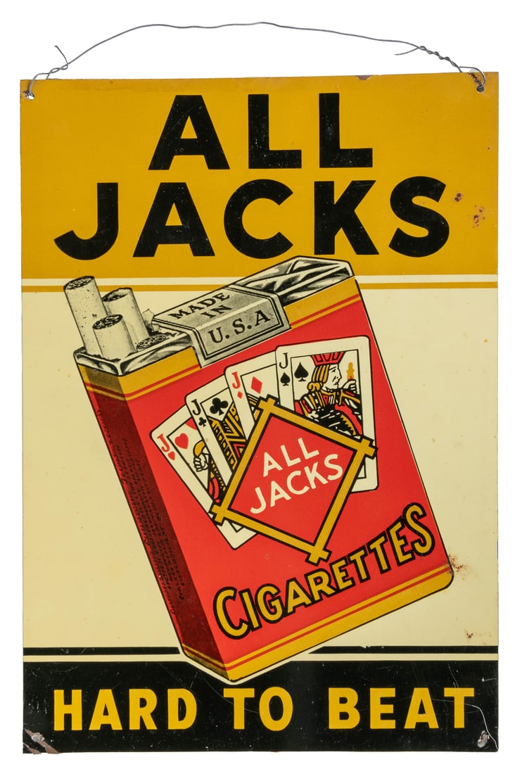 All Jacks Cigarettes / Hard to Beat. 1930s. Lithographed si... (1 of 1)
