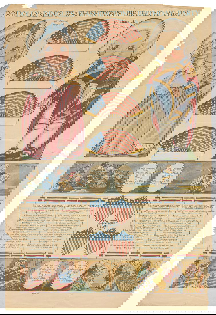 Pictorial Review “Dolly Dingle” Paper Dolls. New York: Grac...: Pictorial Review “Dolly Dingle” Paper Dolls. New York: Grace G. Drayton for Pictorial Review, ca. 1910s. Six uncut Dolly Dingle and friends sheets, including Little Sister Toodles, Cousin