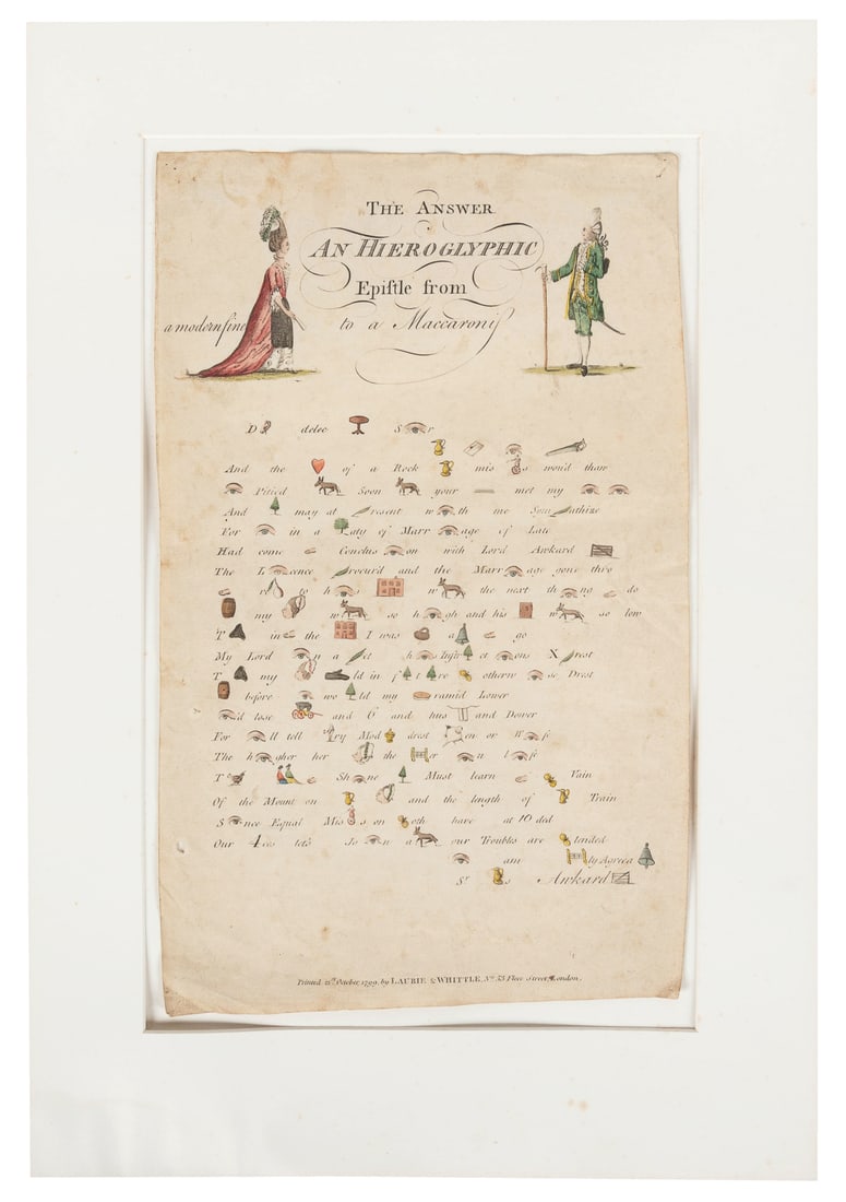 [REBUS]. Four engraved rebus letters. Including: The Answer... (1 of 4)