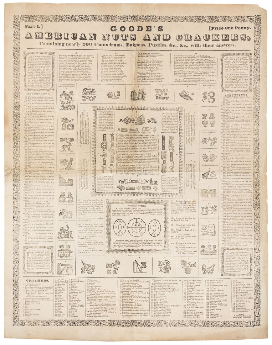 [PUZZLES]. Nuts to Crack. Group of 6 puzzle prints. Circa m... (1 of 6)