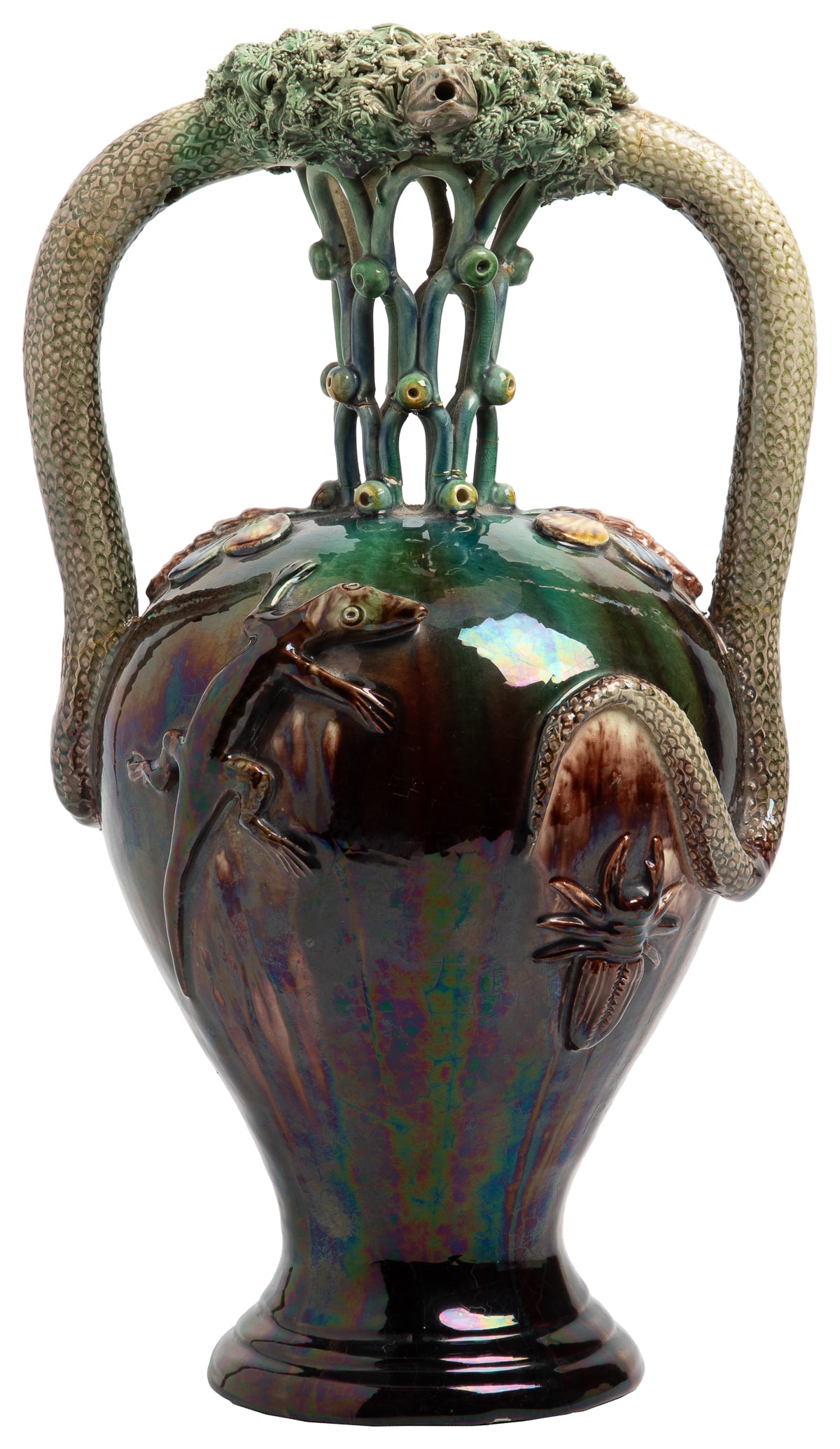 MAFRA, Manuel (Portuguese, 1865–87). Palissy Ware Ceramic P... (1 of 5)