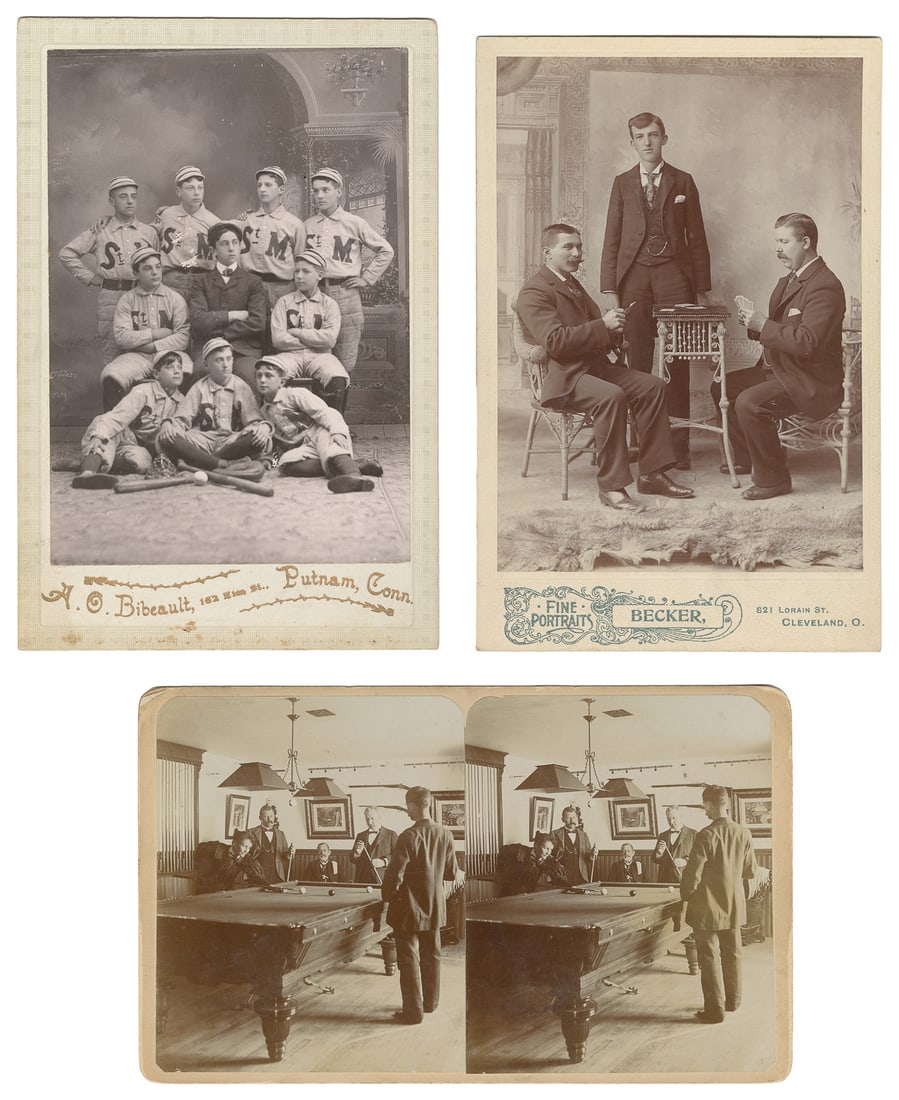 [PHOTOGRAPHY]. Group of 3 antique sports photographs. (1 of 1)