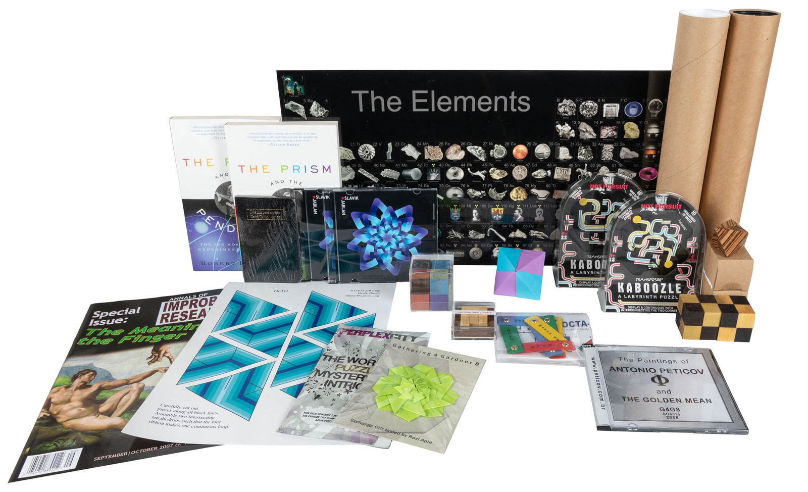 Gathering for Gardner 8 (G4G8) Gift Exchange Archive.: Gathering for Gardner 8 (G4G8) Gift Exchange Archive. 2008. A collection of ephemera, gifts, notes, and memorabilia from the eighth invitation-only conference celebrating the intersectional interests