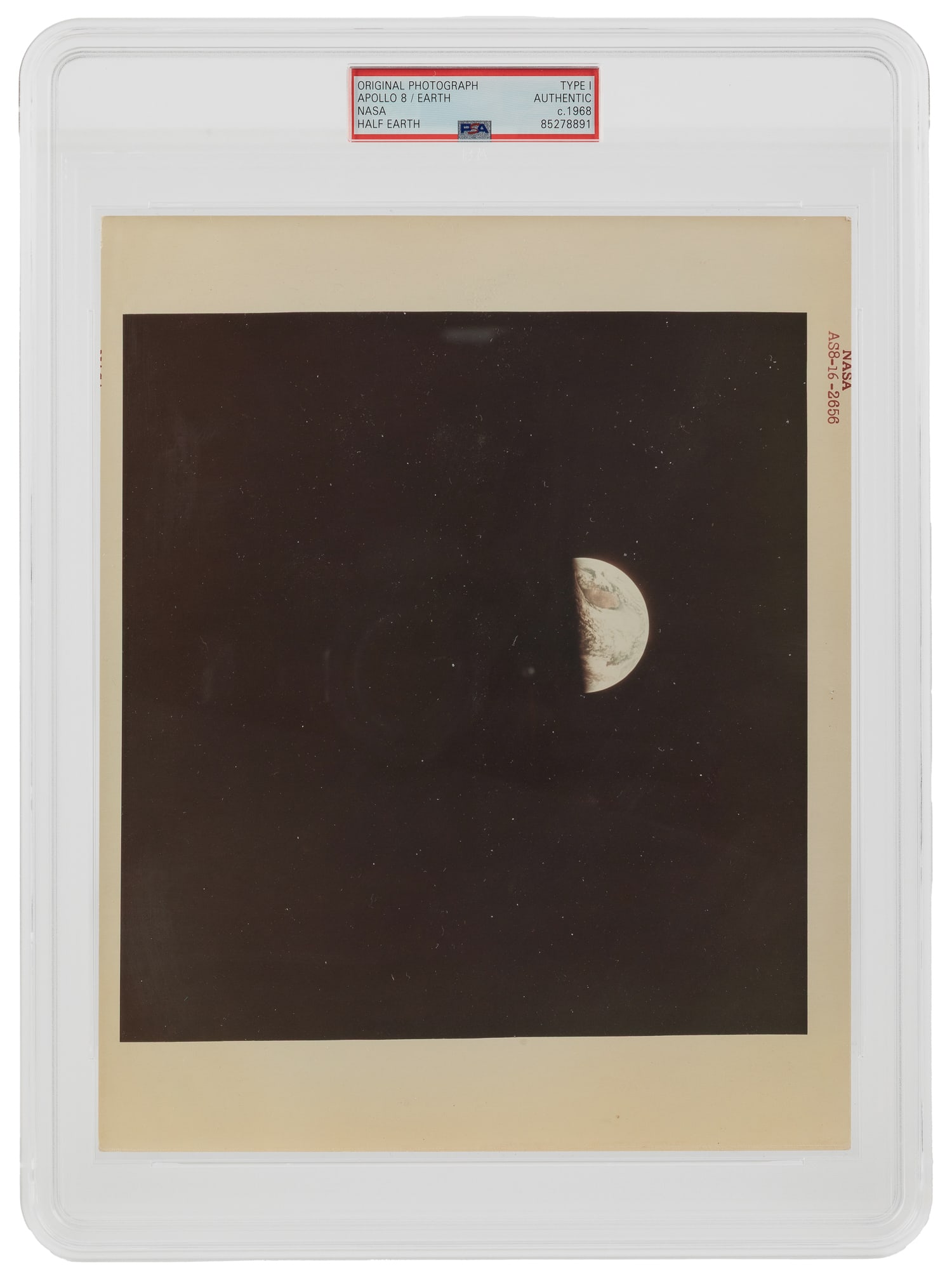 NASA Apollo 8 Half Earth original photograph (PSA Type I). (1 of 1)
