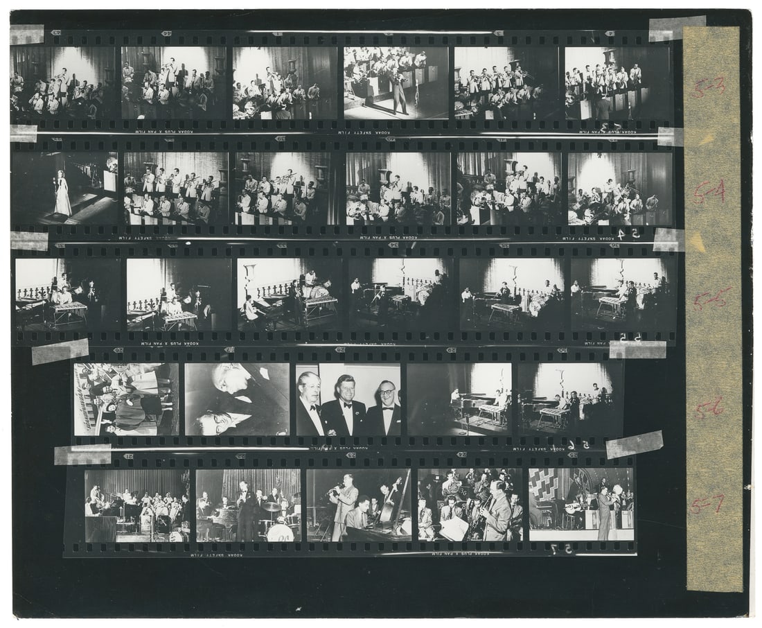 Contact Sheet / Benny Goodman & John F. Kennedy. Circa 1960s.  (1 of 2)