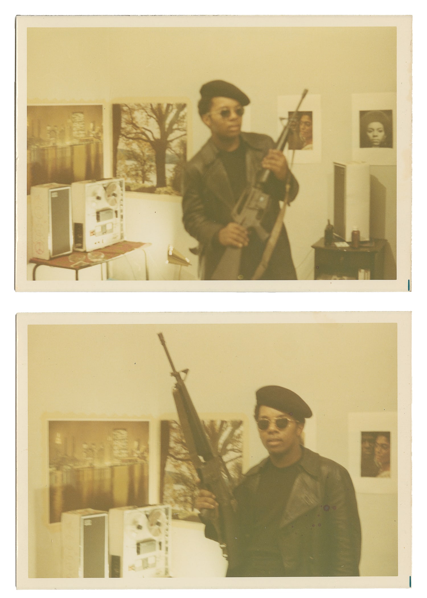 Black Panther Snapshots. Circa 1960s-1970s: Black Panther Snapshots. Circa 1960s-1970s. Group of five color photographs on Kodak fiber-based paper showing candid snapshots of Black Panther Party members relaxing at a lakefront, posing in a bedr