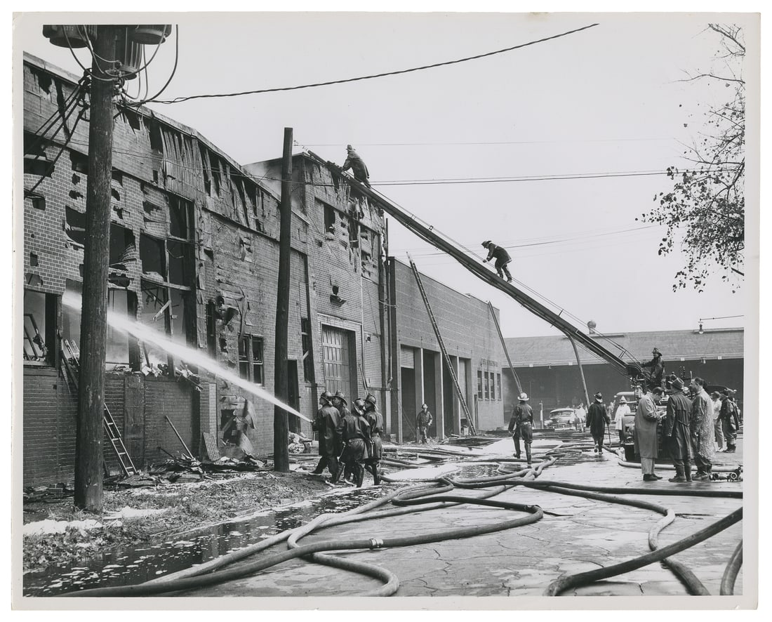 [FIREFIGHTING]. Group of 37 Michigan firefighting photographs. (1 of 4)