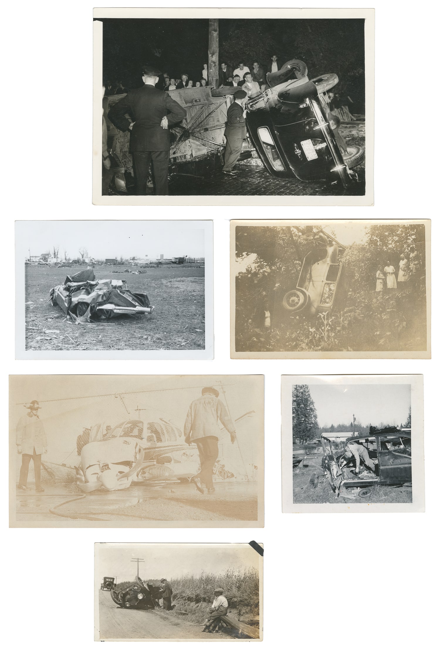 Group of Vehicle Crash Photographs. V.p. Early to mid-20th century.  (1 of 3)