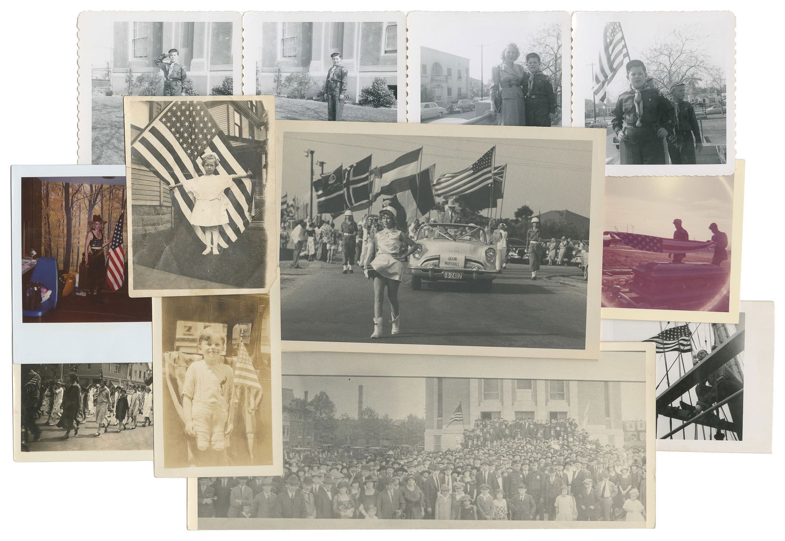 Group of 21 American Flag Photographs. 20th century.  (1 of 2)