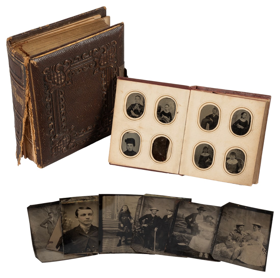[TINTYPES]. Two albums of tintypes. (1 of 7)