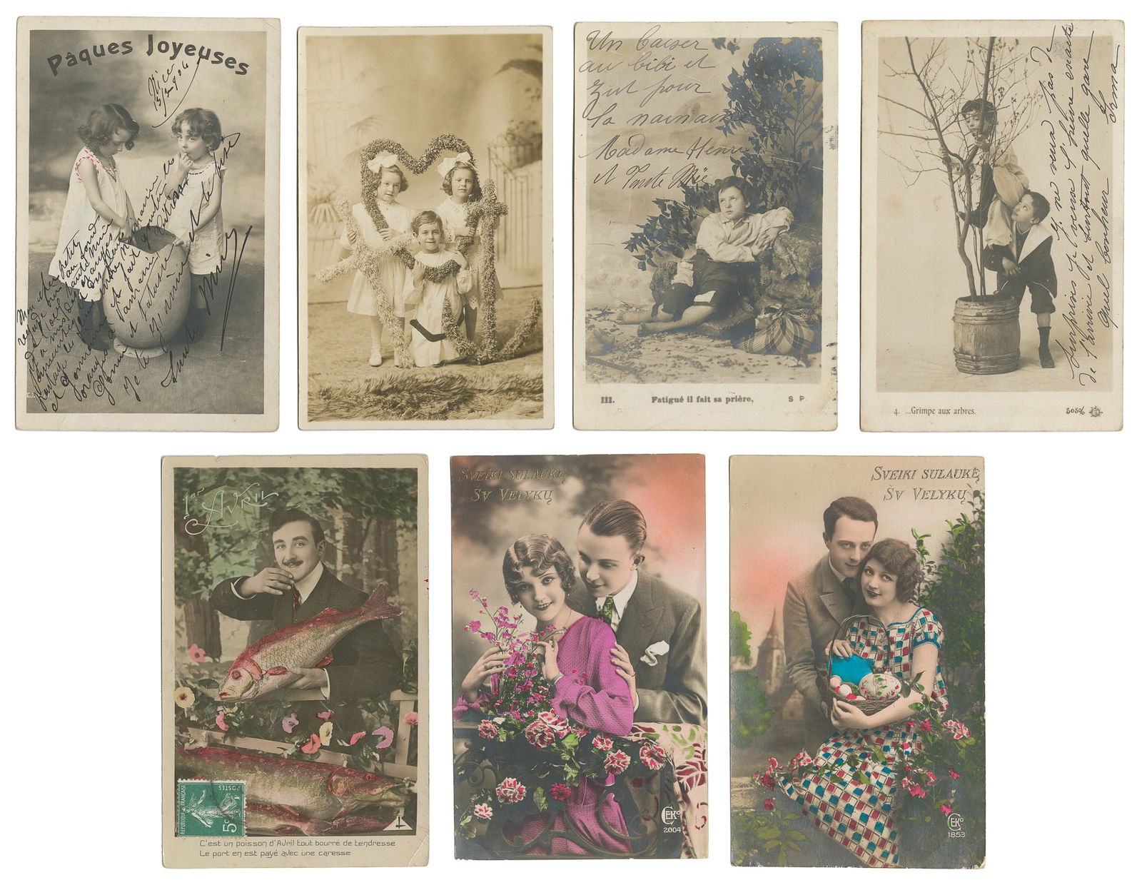 Group of 23 Hand-Colored, Painted or Altered Photographs or Photo Post Cards. 19th/20th Century.  (1 of 8)