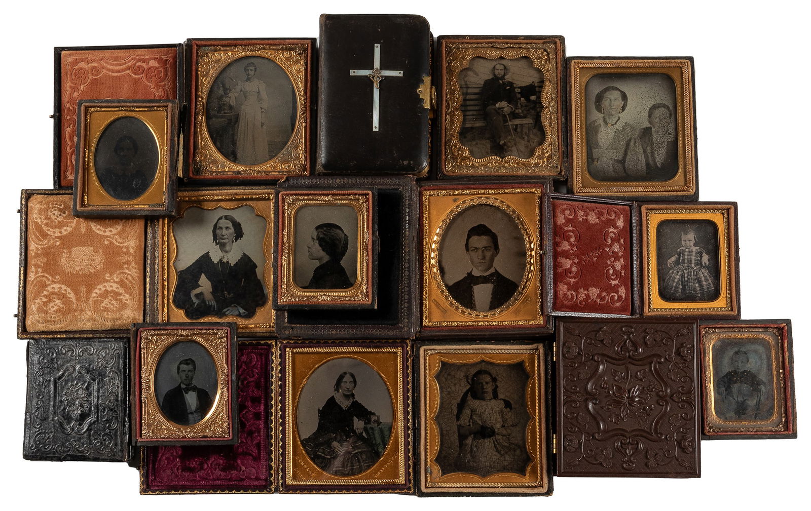 Group of 29 Cased 19th Century Photographs. 8 Daguerreotypes, 10 Ambrotypes and 11 Tintypes.  (1 of 1)
