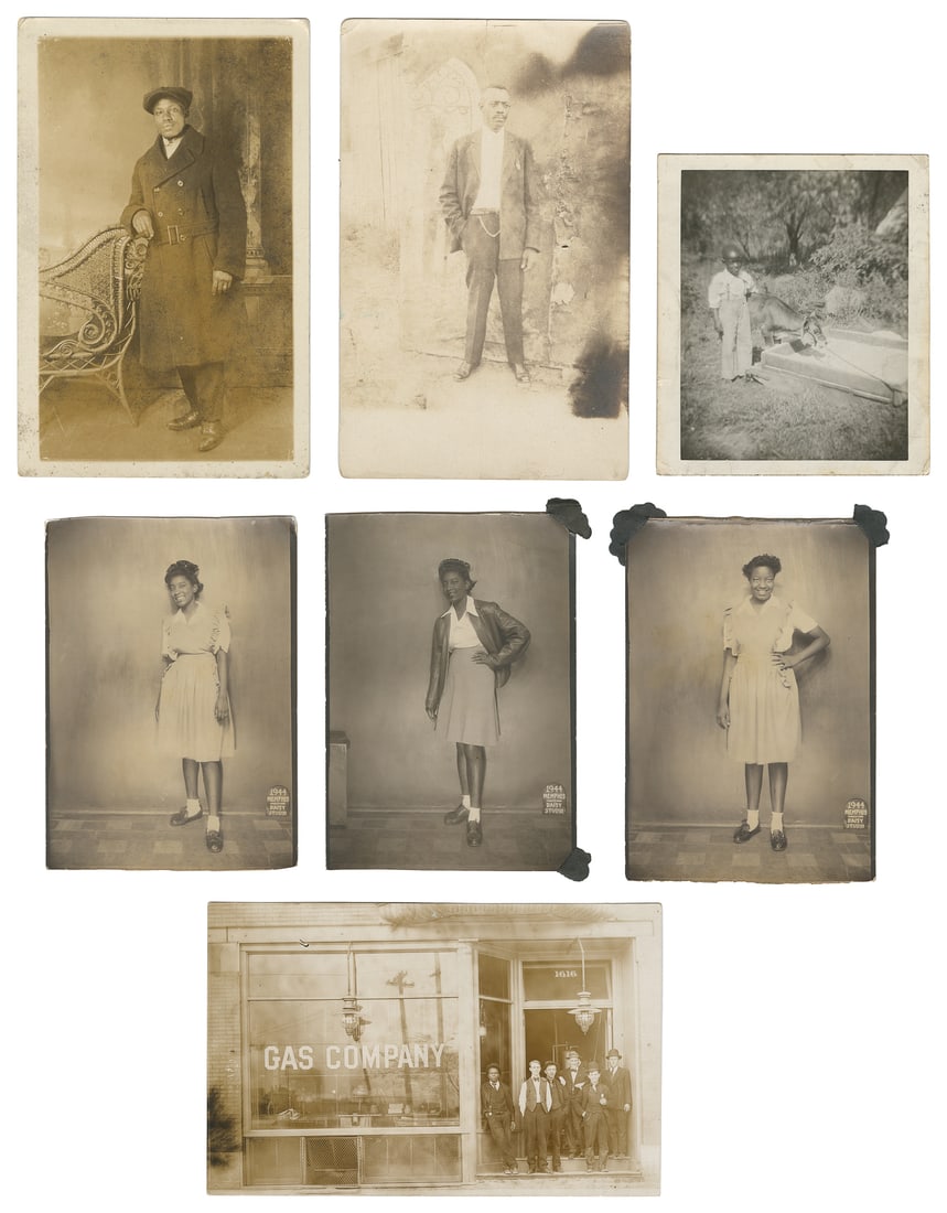 Group of 10 African American Photographs. 9 Portraits and 1 Class Photo. 20th Century.  (1 of 3)