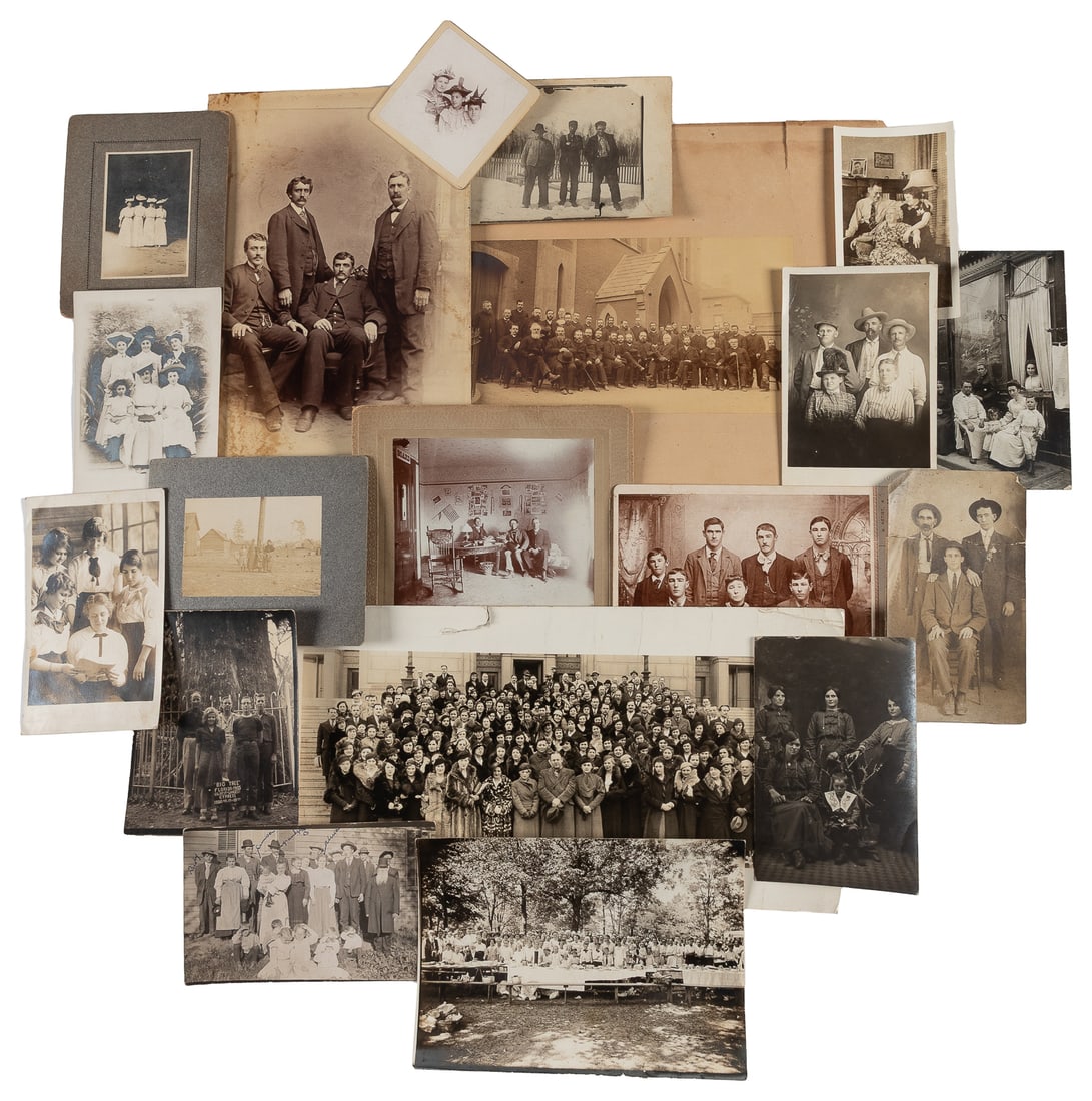 Group of 21 Photographs, 4 Large Groups and 17 with gatherings of 3 People or More. : Group of 21 Photographs, 4 Large Groups and 17 with gatherings of 3 People or More. Subjects include school, health, picnic, religious, friends, family, sorority, etc. Photos on mounts, photo