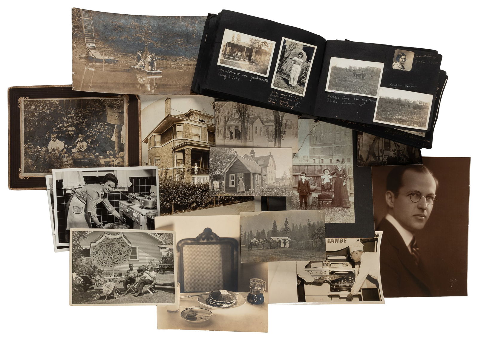 Group of 26 Photographs of Home, Farm and Country Life Subjects plus Complete Scrapbook. 20th Centur (1 of 4)