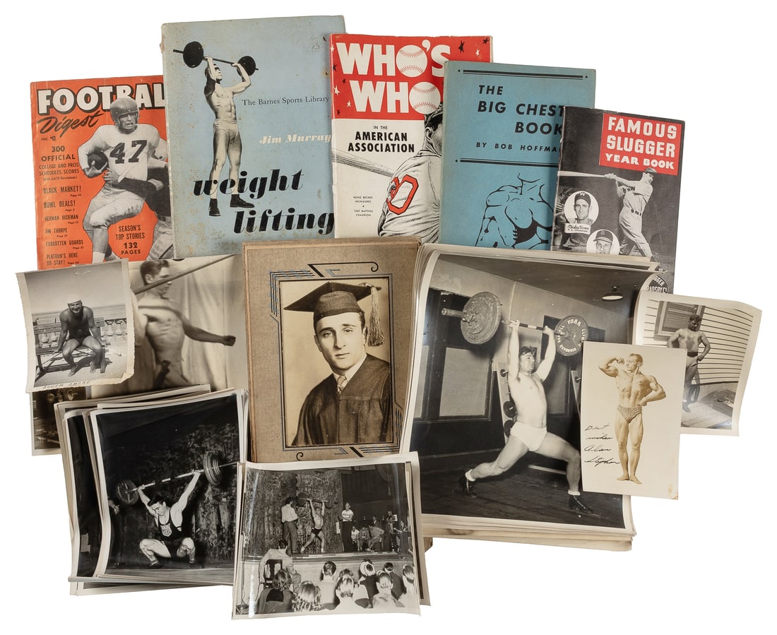 Group of 100+ Body Building and Weight Lifting Photos with Ephemera/Books . 1950s. (1 of 1)