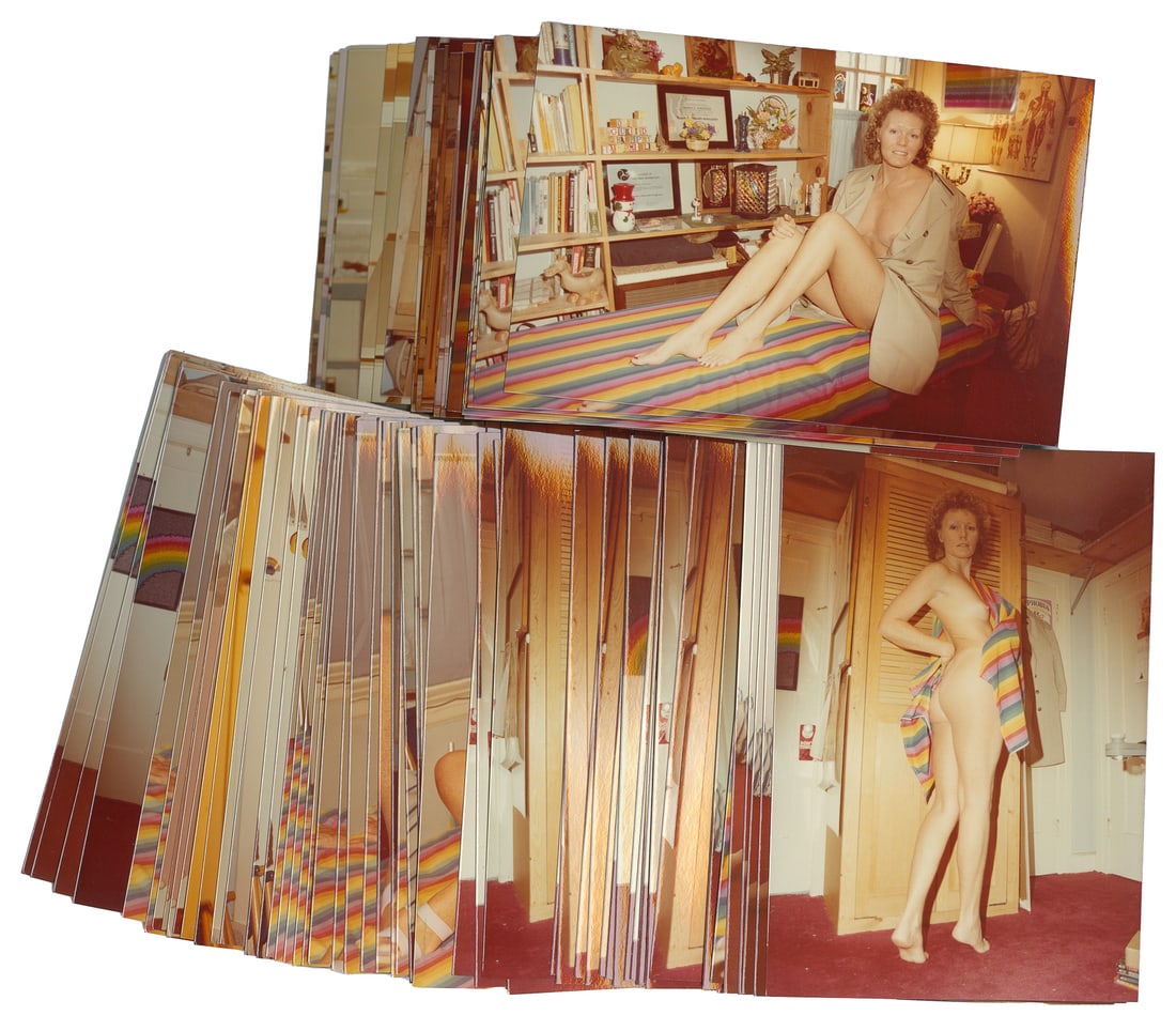 [NUDES]. Group of over 100 1970s nude photographs.: [NUDES]. Group of over 100 1970s nude photographs. Np, nd. Color photographs, on period Kodak paper, of a single female model. 5 1/4 x 3 1/2".
