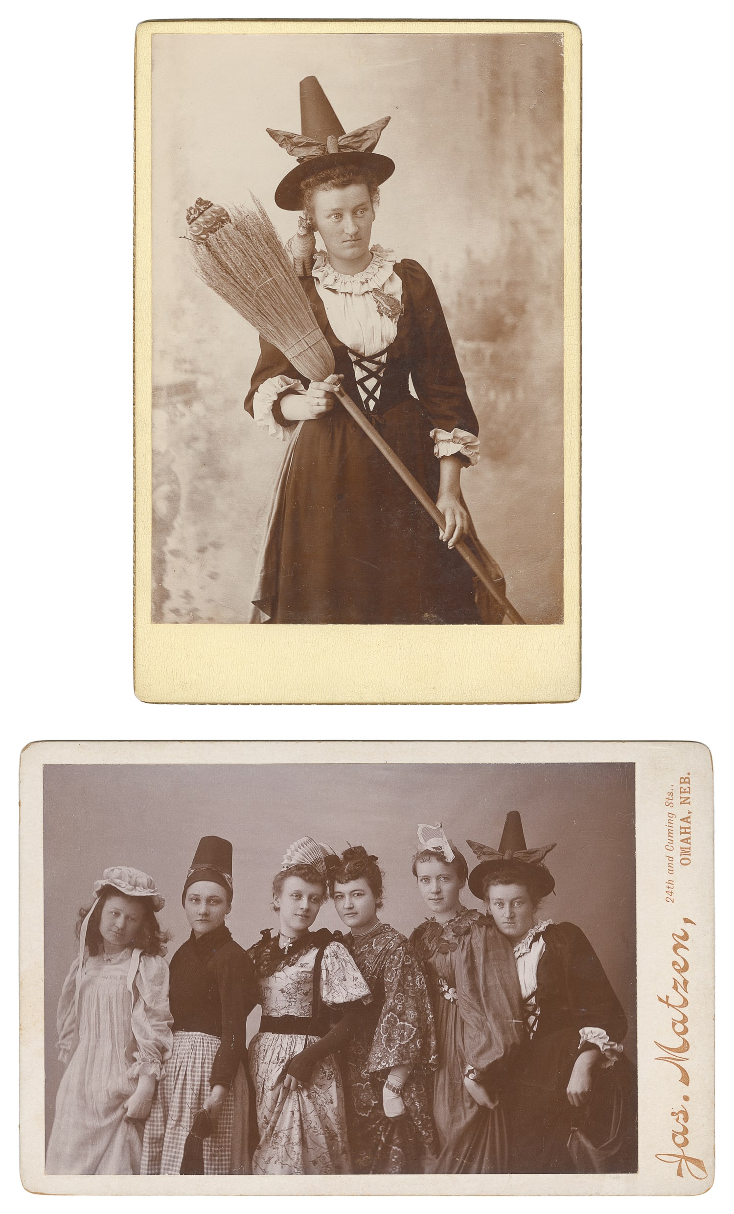 [WITCH]. Pair of cabinet photos of a young woman in witch costume. (1 of 1)