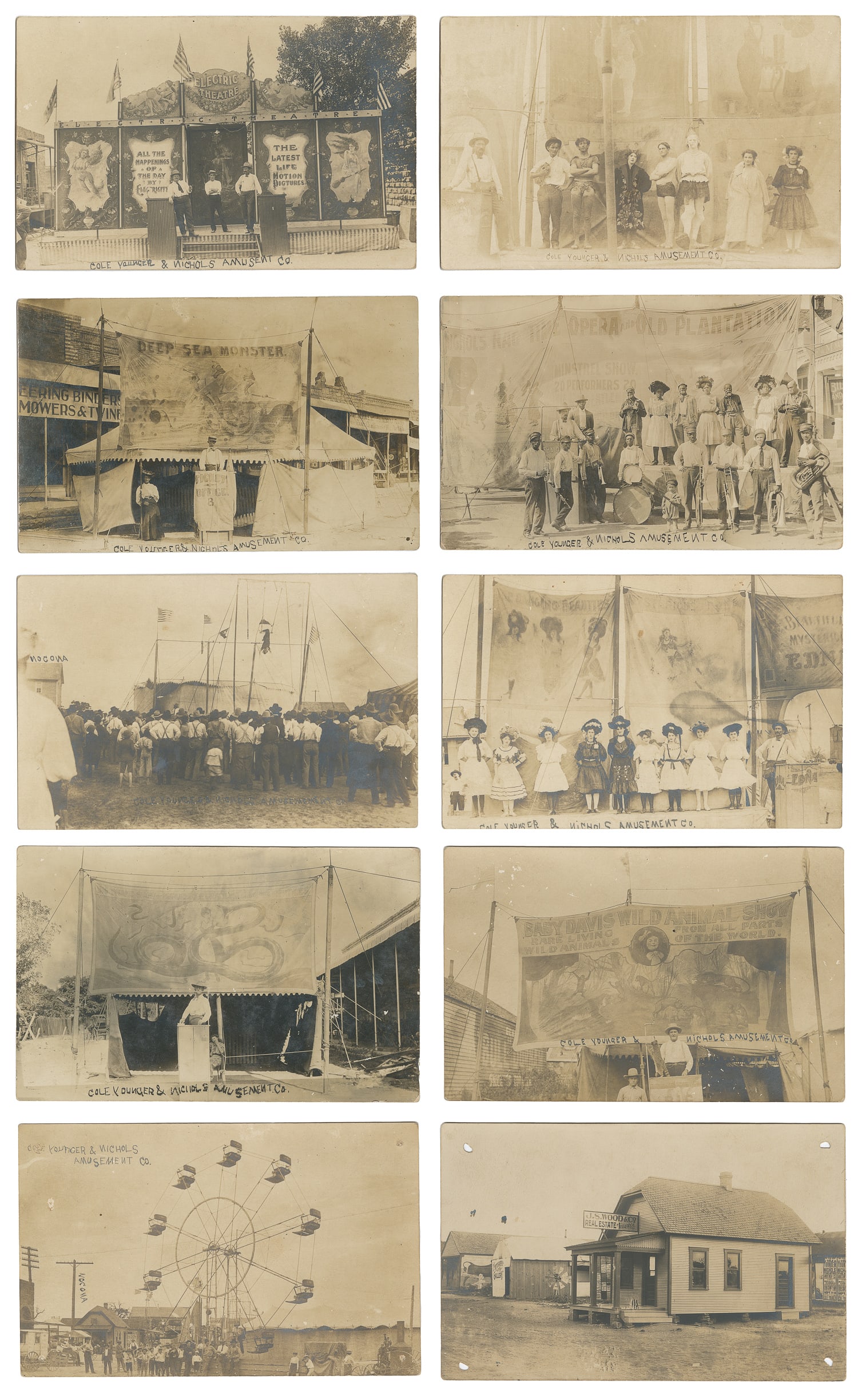 [OUTLAWS]. Set of Cole Younger Amusement Co. RPPCs. (1 of 1)