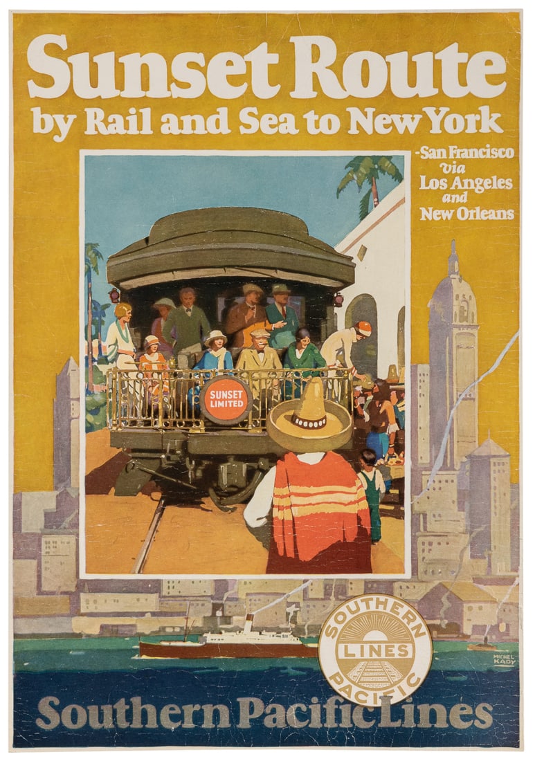 KADY, Michel (1901 - 1977). Sunset Route / by Rail and Sea ... (1 of 1)