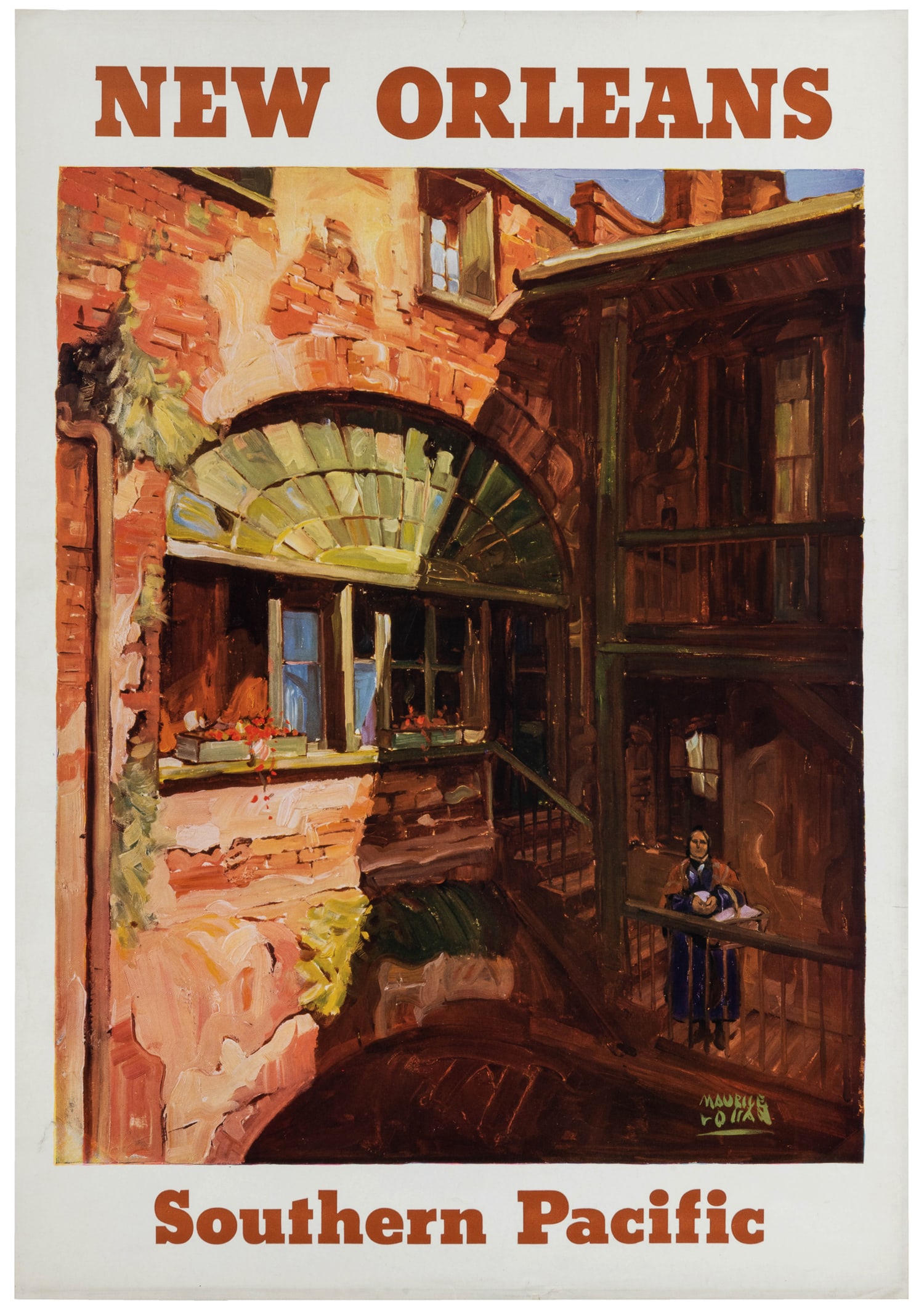 LOGAN, Maurice (1886 - 1977). New Orleans / Southern Pacific.: LOGAN, Maurice (1886 - 1977). New Orleans / Southern Pacific. 1928.Paper. 23 x 16". 