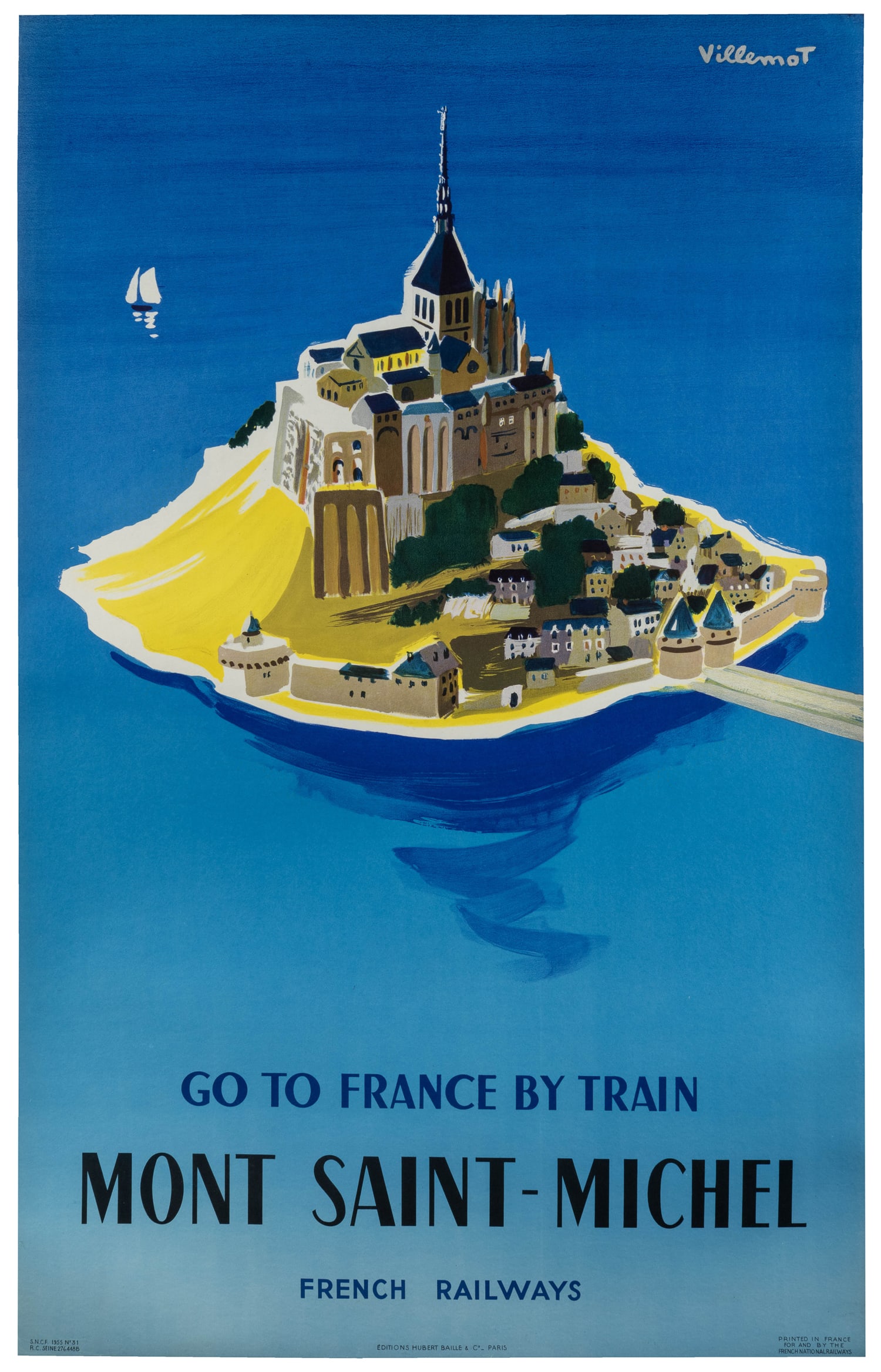 VILLEMOT, Bernard (1911 - 1989). Mont Saint-Michel / Go to France by Train. 1955. (1 of 1)