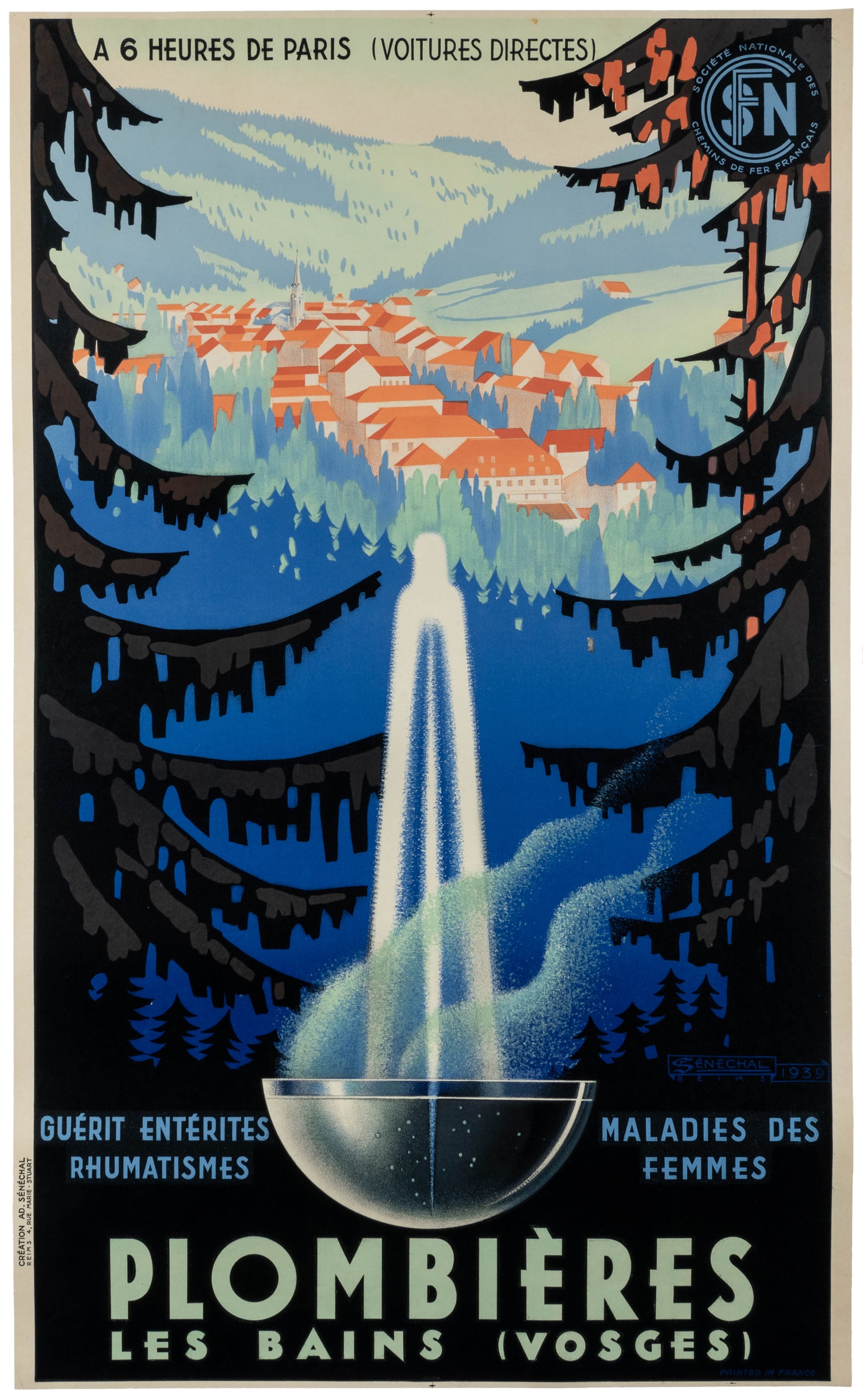 SENECHAL, Adrien (1895 ‚Äì 1974). Plombieres Les Bains. 1939. (1 of 1)