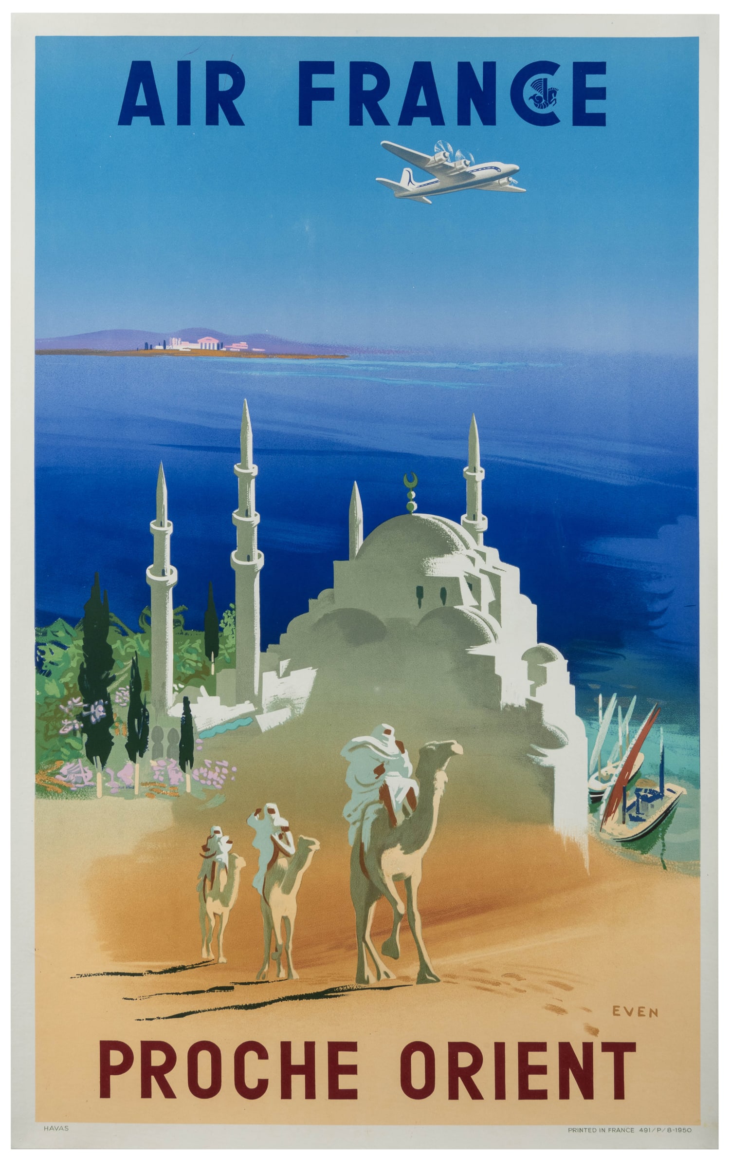EVEN (Jean Even, 1910 - 1986). Air France / Proche Orient. (1 of 1)