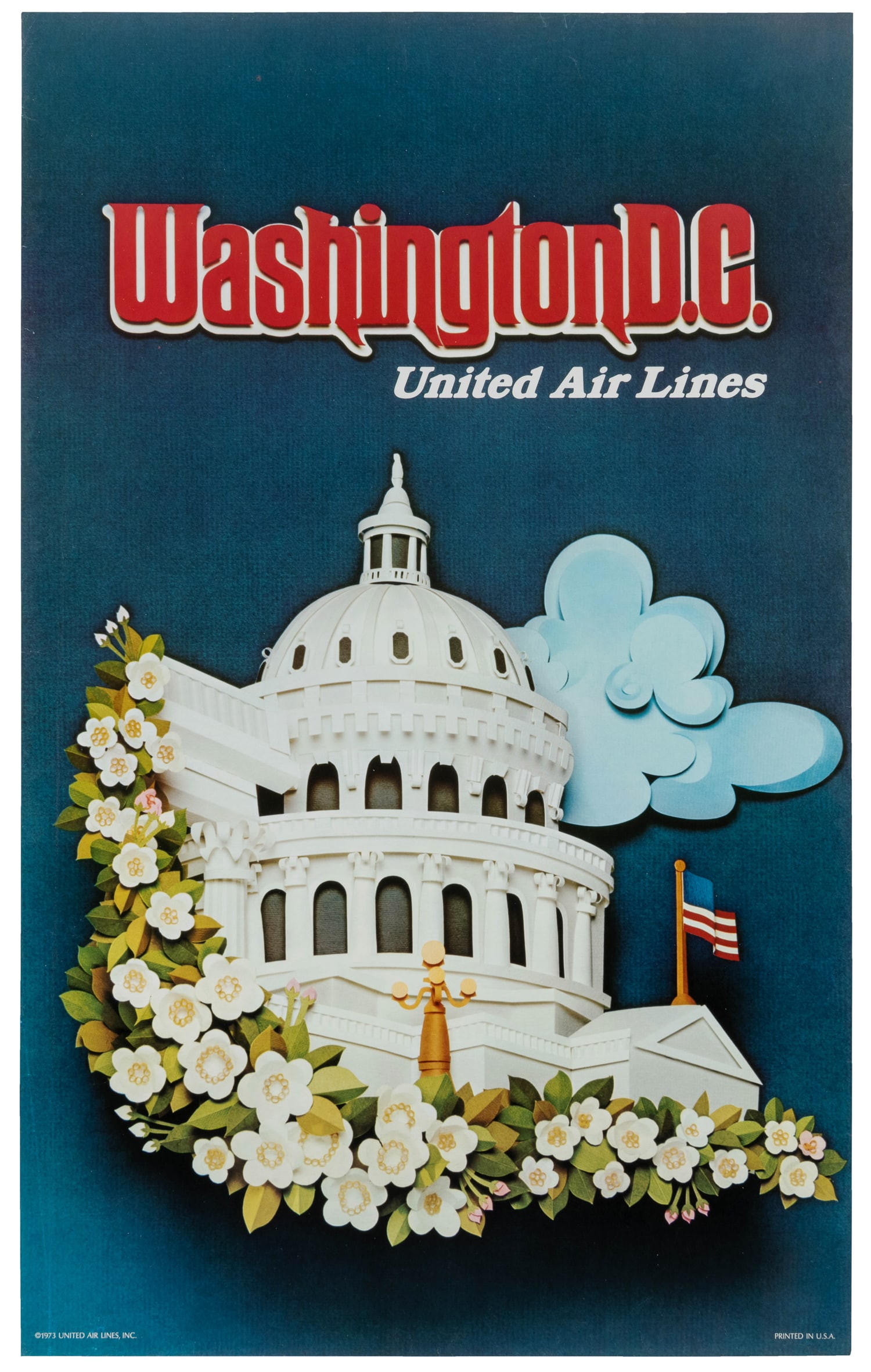 Washington D.C. / United Air Lines. 1973.: Washington D.C. / United Air Lines. 1973.Linen backed. 40 1/2 x 25".