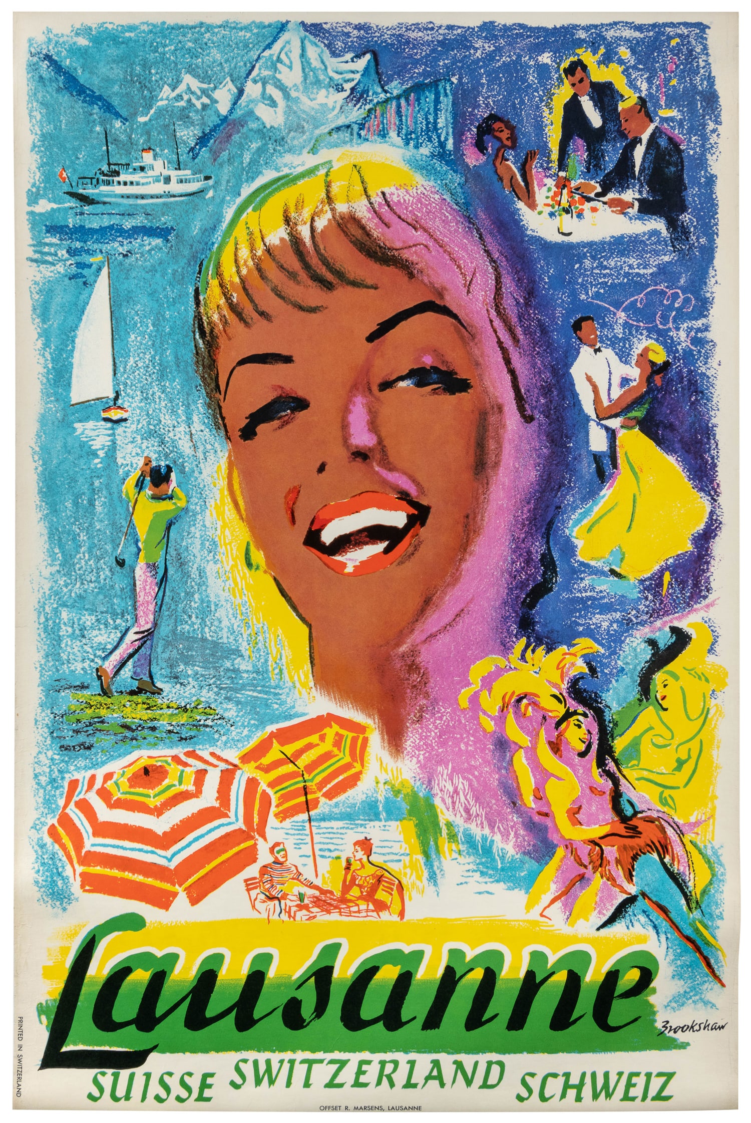 BROOKSHAW, Percy Drake. Lausanne Lake Geneva / Switzerland. Lausanne: R. Marsens, 1967. (1 of 1)